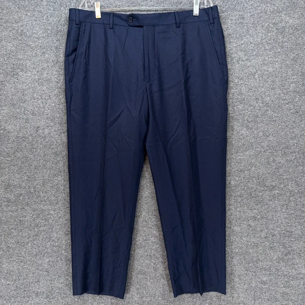 Neiman Marcus Dress Pants Men 36 Blue Loro Piana Wool Flat Chino Trousers Luxury